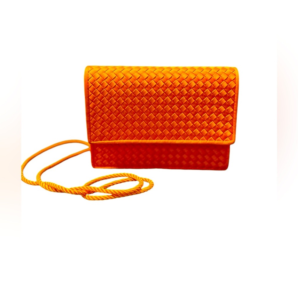 Saks Fifth Avenue Orange Woven Clutch